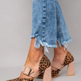 Hayley - Leopard Print Faux Suede Sandals with Stable Heel