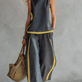 Ursula - Elegant and Casual Gilet and Trousers Set with Bicolour Finishes