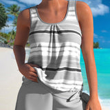Naomi - Tankini with U-Neckline and Striped Design
