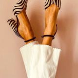 Nora - Zebra Print Mid-Heel Sandals