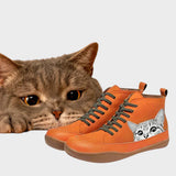 Hazel - Cat-Lover Faux Leather Boots
