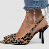 Matilda - Khaki Leopard Print Pointed-Toe Pumps