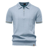 Riley - Vertical-Texture Half-Zip Polo