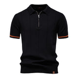 Riley - Vertical-Texture Half-Zip Polo