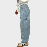 Zoe - Wide Leg Jewel Detail Jeans
