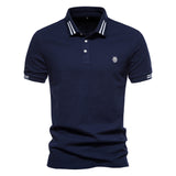 Angus - Striped Structured-Collar Polo