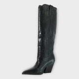 Stella - Croc-Effect Heeled Boots