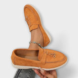 Ainsley - Beige Loafers with Decorative Lace