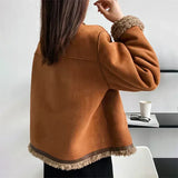 Vera - Button Faux Leather Coat