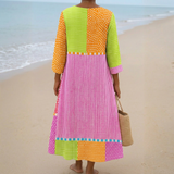 Florence - Colourful Patchwork Dress with Spots and Stripes