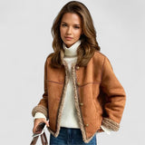 Vera - Button Faux Leather Coat